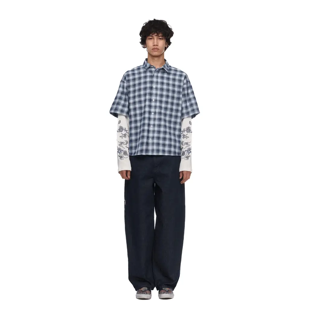 "lotus v2" layered Shirt plaid blue - Image 12