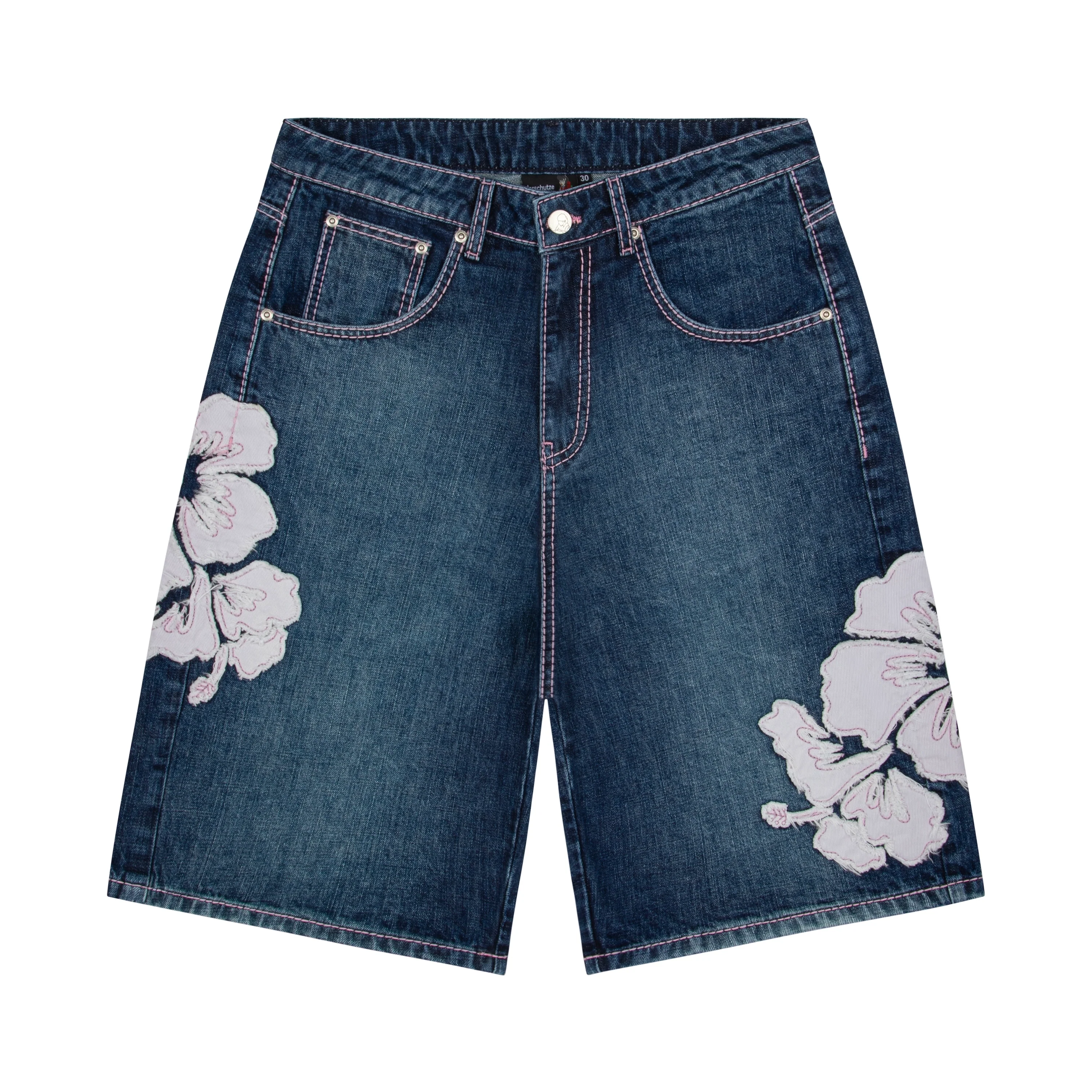 "summer break" indigo washed Jorts