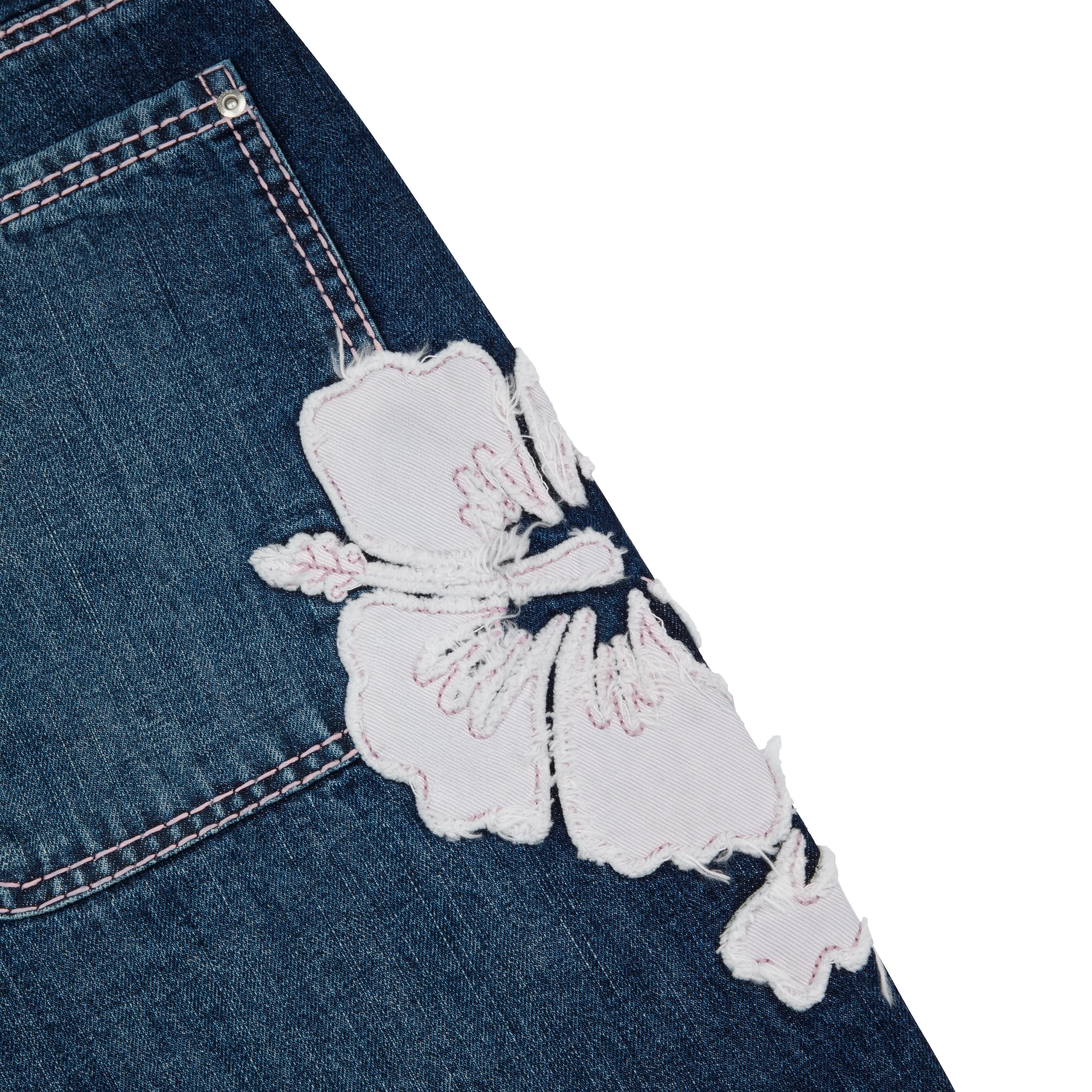 "summer break" indigo washed Jorts - Image 6