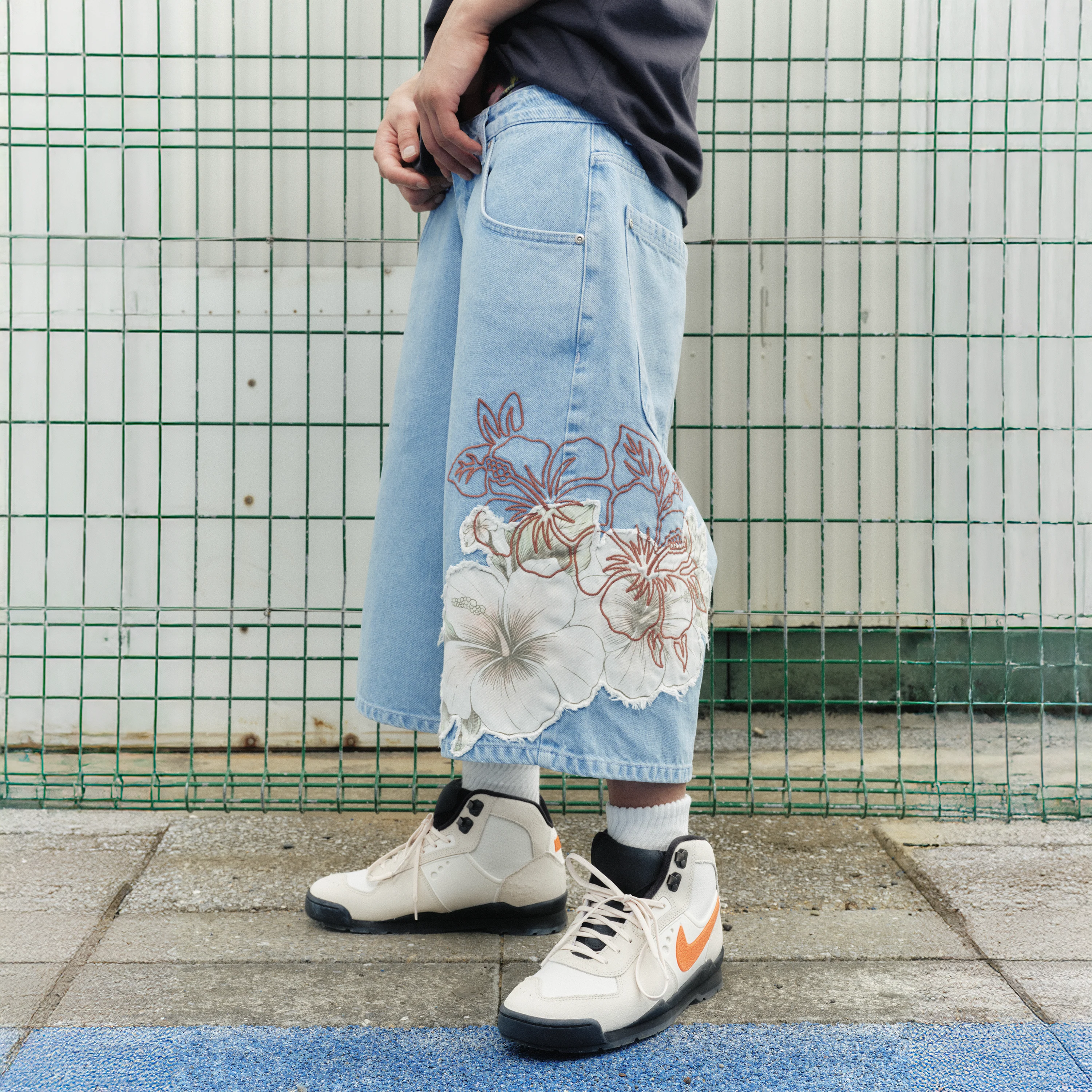 "summer break" light blue Jorts - Image 7