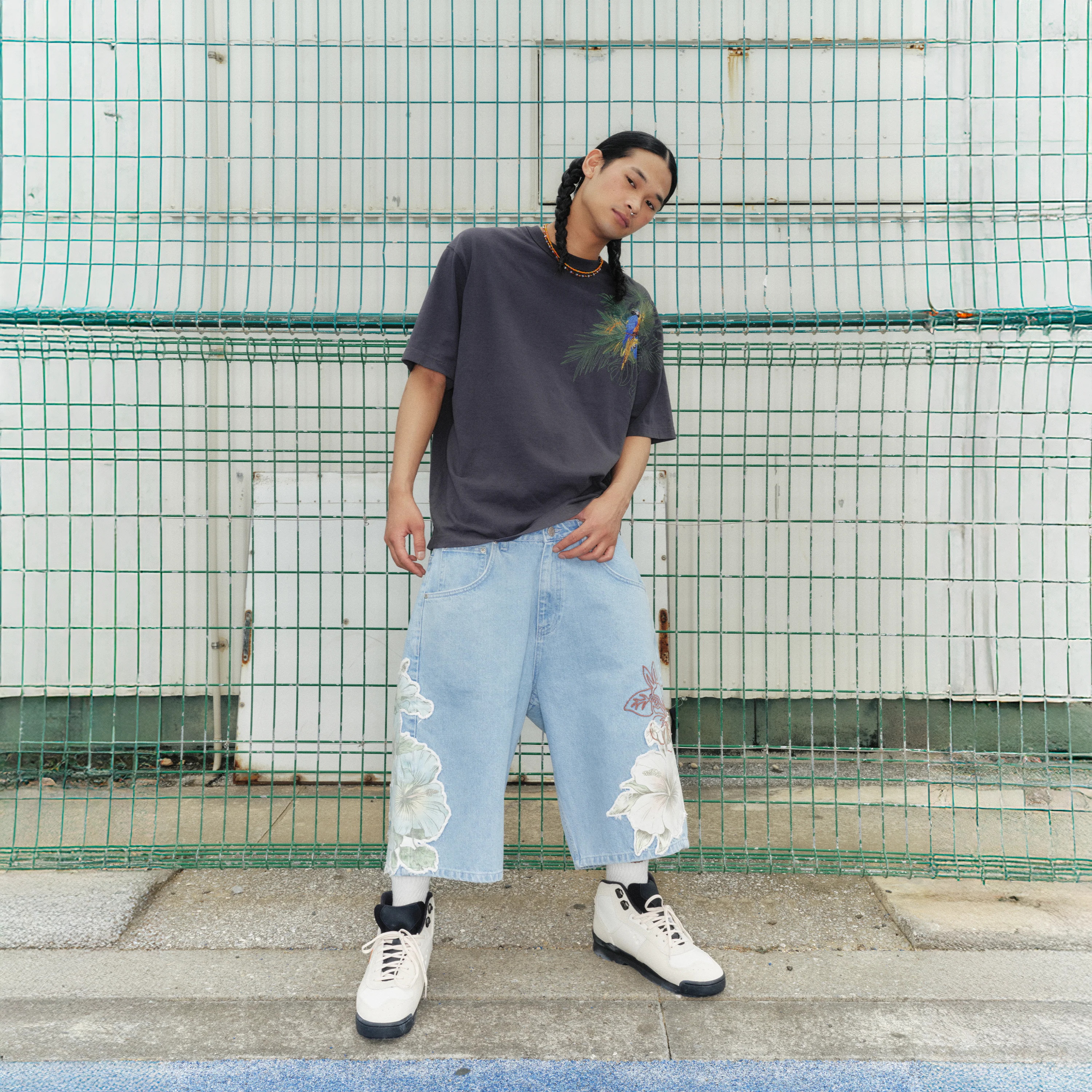 "summer break" light blue Jorts - Image 8