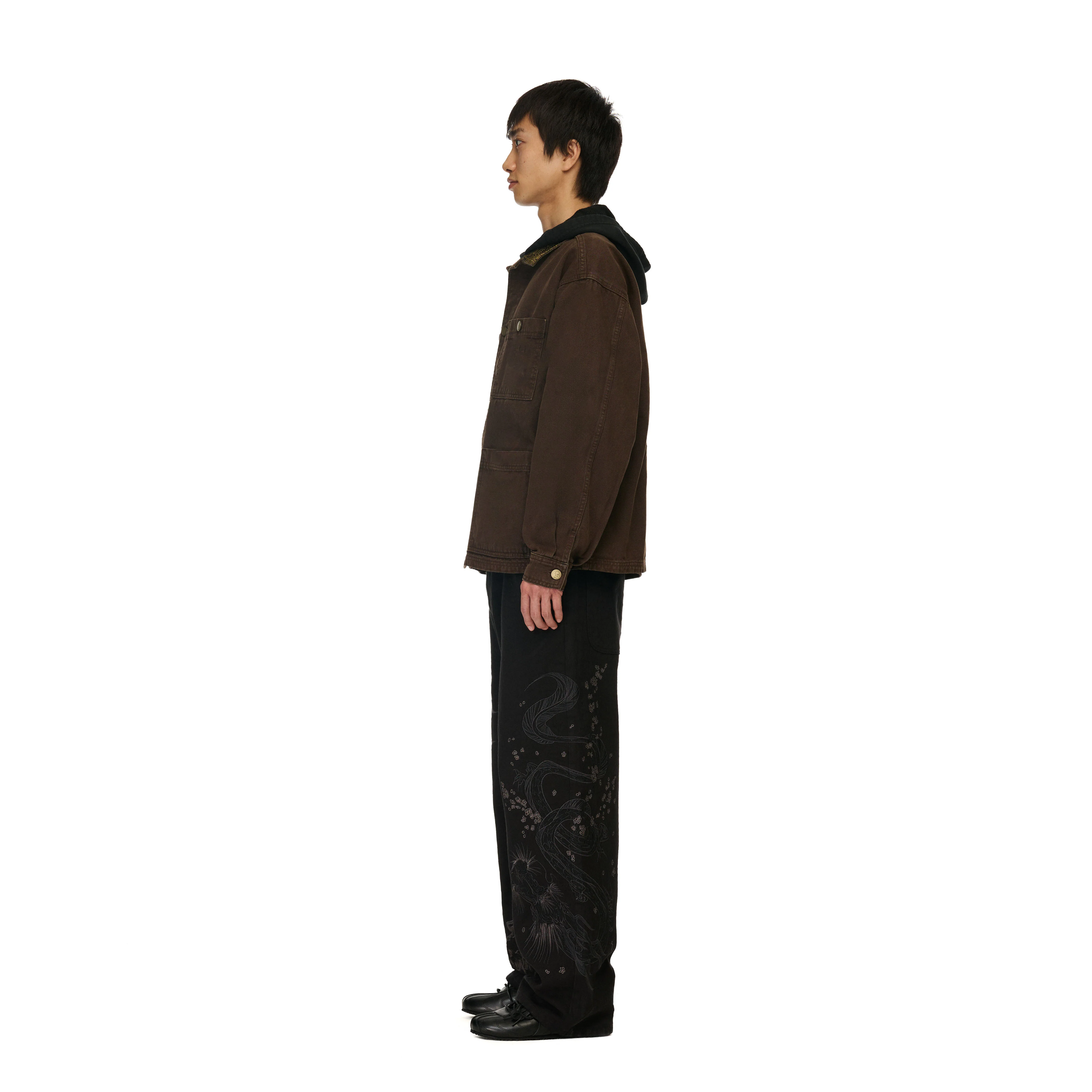 "yakuza" brown washed denim Jacket - Image 10