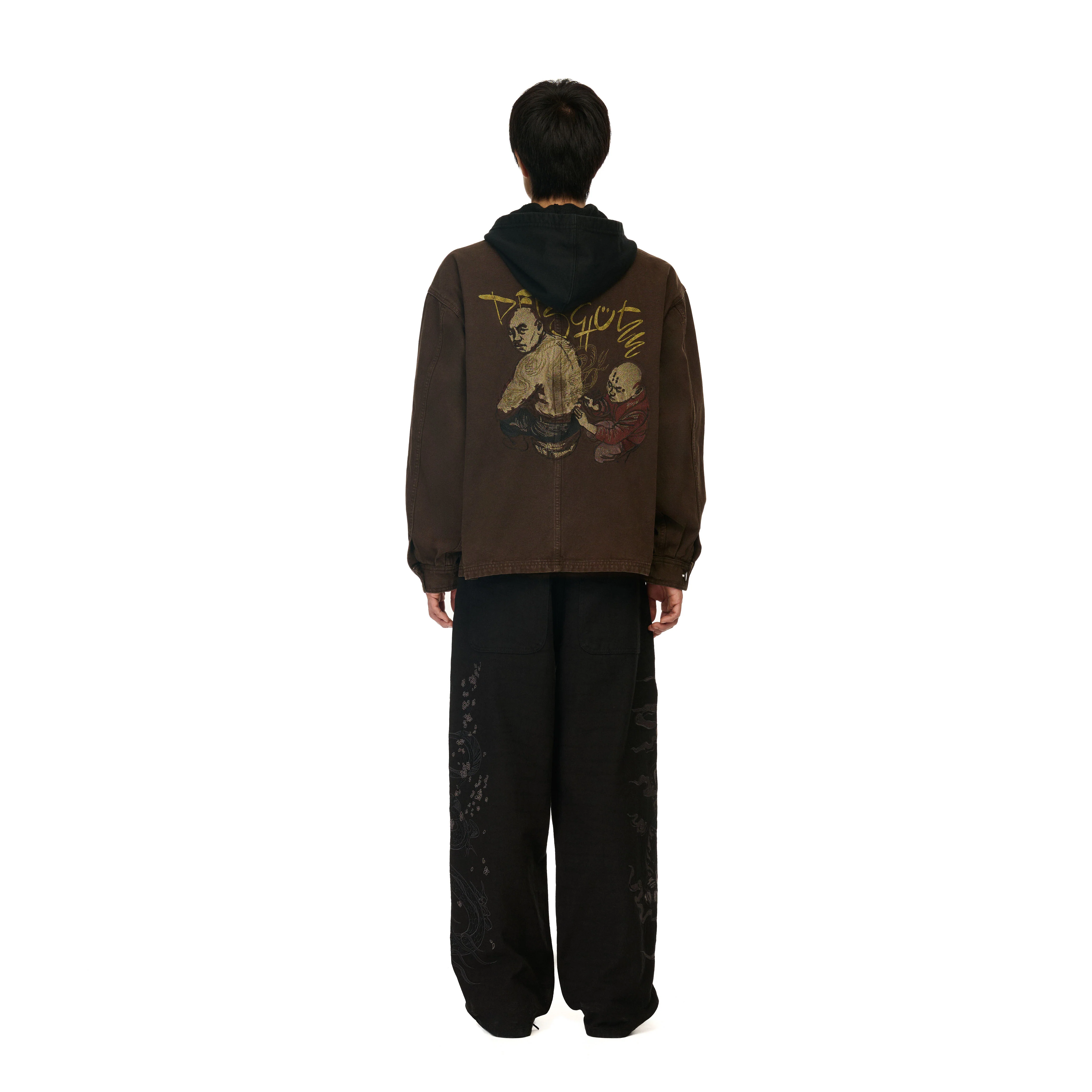"yakuza" brown washed denim Jacket - Image 11