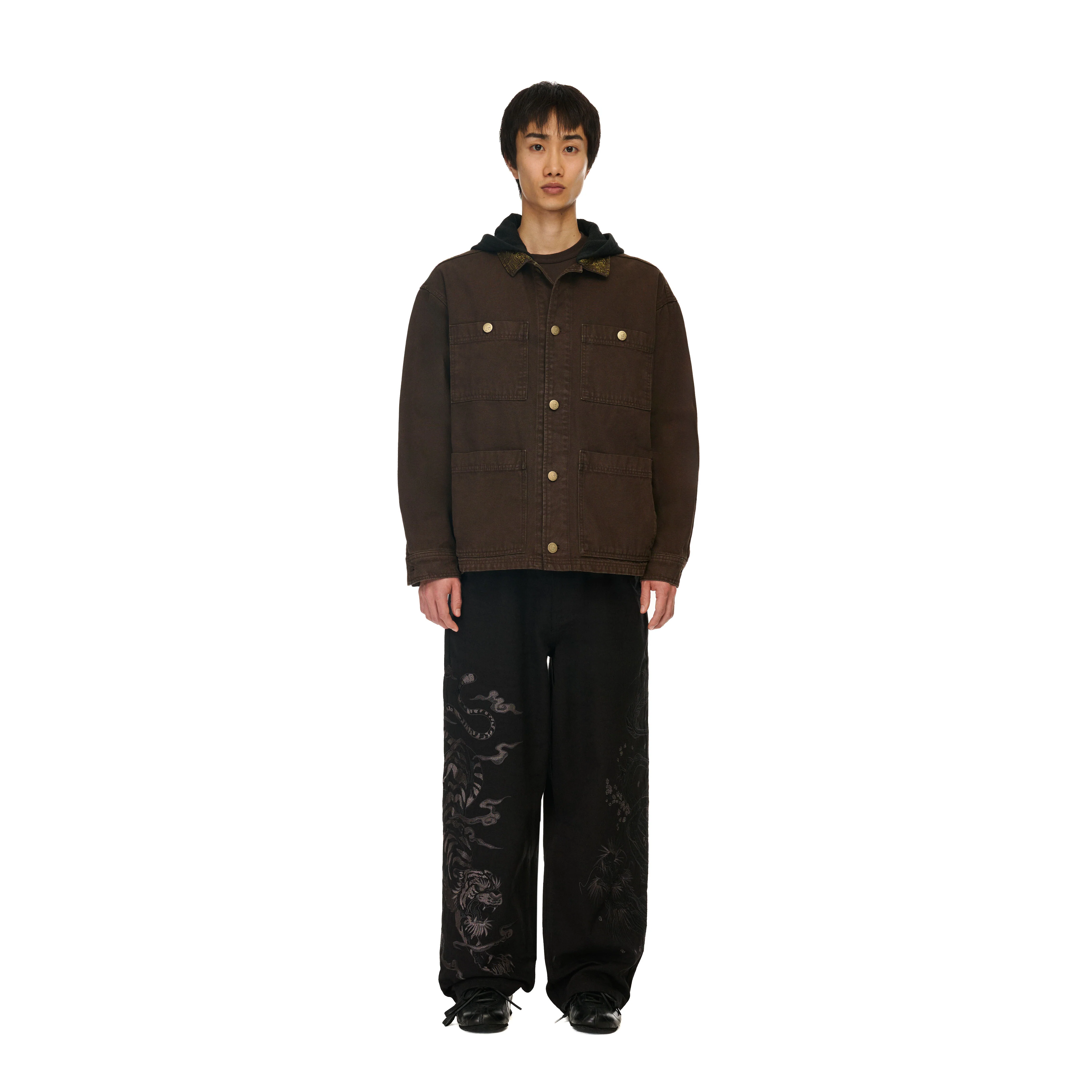 "yakuza" brown washed denim Jacket - Image 9