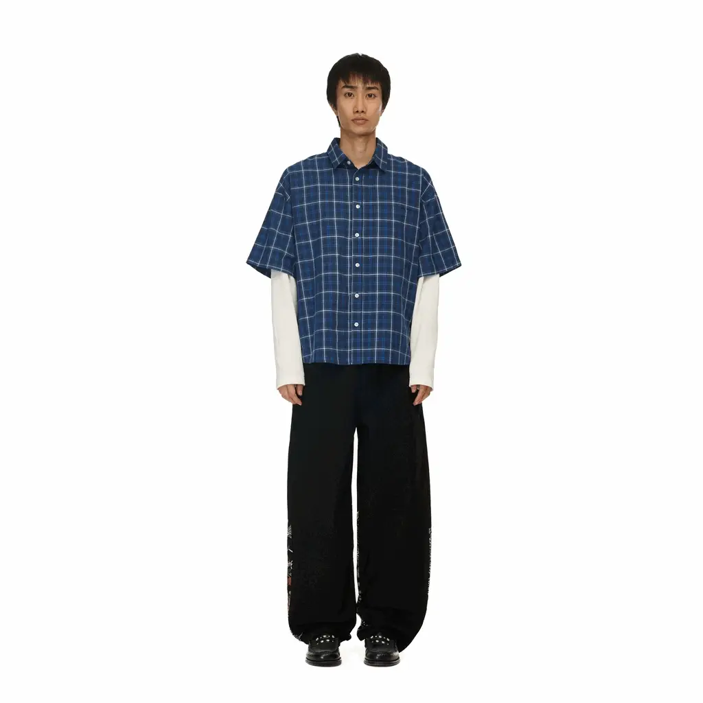 "yakuza" layered Shirt navy - Image 13