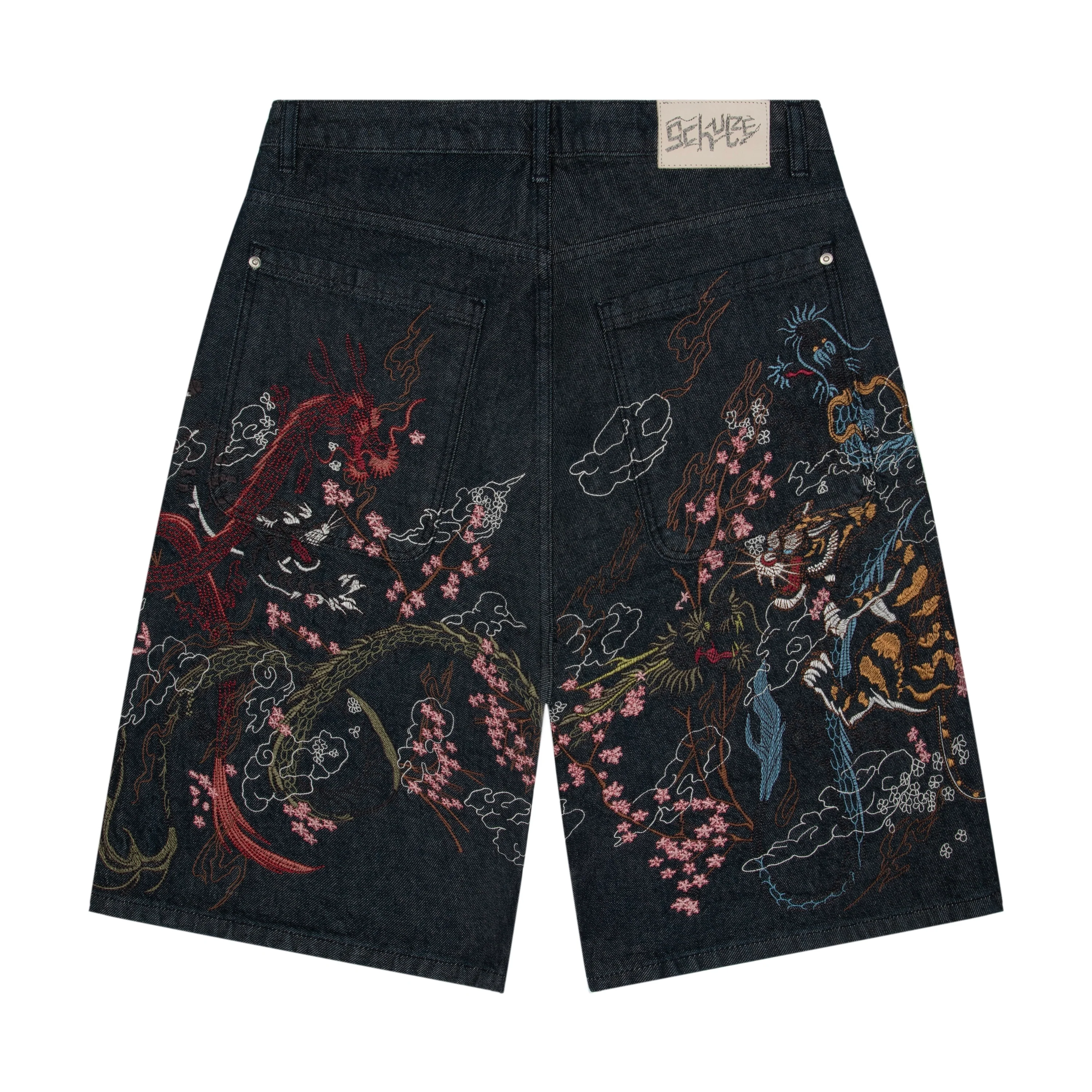 "yakuza" indigo raw Jorts 04